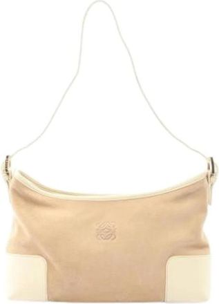 Loewe Pre-owned Shoulder Bags, female, Beige, Size: ONE SIZE Pre-owned Leather Shoulder Bag