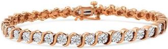 House of Brilliance 925 Sterling Silver 1/10 Cttw Diamond Miracle Plate and S Link Tennis Bracelet in Rose at Nordstrom