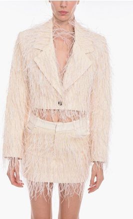 The Mannei Double-breasted MONICA Cropped Blazer with Feather-embellish size 42