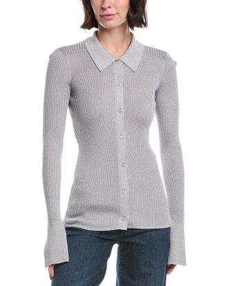 7 For All Mankind Metallic Button-Up Sweater