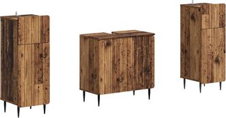 vidaXL Juego De Gabinete De Ba&ntilde;o De 2 Piezas Zwolle Madera Envejecida Vidaxl