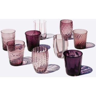 Zafferano Melting Pot Set 6 Bicchieri Monocolore - Ametista - Vetro Soffiato a Mano, 32 cl - Tumbler Artigianali per Acqua e Cocktail - Zafferano