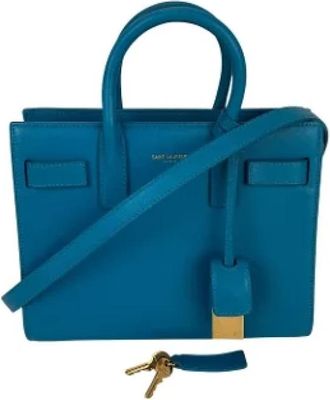 Saint Laurent Tweedehands leren handtassen - Dames - Vintage Handtas - Blauw - ONE Size - Leer - Vintage