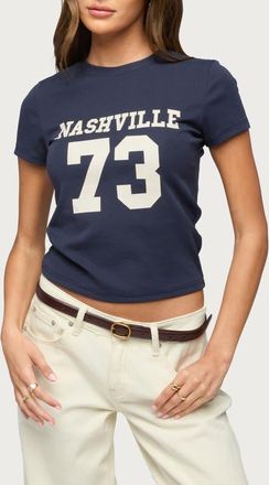 Edikted Nashville Cotton Graphic T-Shirt in Navy at Nordstrom, Size X-Small
