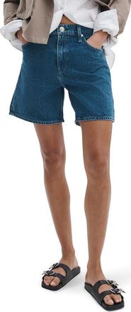 Rag & Bone Kaia High Waist Relaxed Fit Denim Shorts in Cornflower at Nordstrom, Size 24