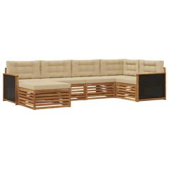 vidaXL Conjunto De Sof&aacute;s De Exterior Con Coj&iacute;n 6 Pcs Natural Y Beige Vidaxl