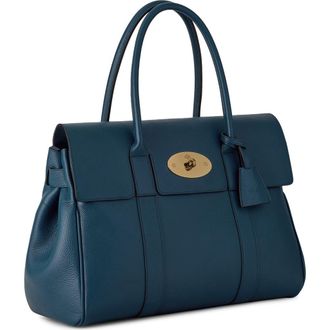 Mulberry Bayswater Grained Leather Satchel in Out Of The Blue at Nordstrom