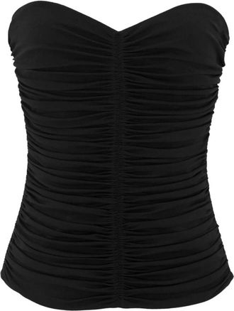 Saint Laurent Tops, Dames, Zwart, S, Ruched Strapless Top