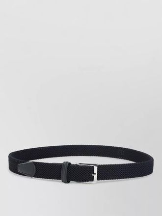 Kiton textured woven belt featuring silver buckle