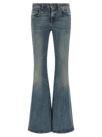 R13 Blue Flared Low Rise Jeans