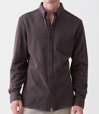Surfside Supply Brian Long Sleeve Soft Rib Knit Shirt In Dark Heather Brown