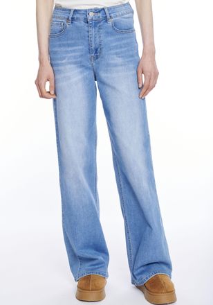 Hailys High-waist-Jeans HAILYS LG HW C JN Ka44ddy, Damen, Gr. XXL (44), N-Gr, blau, Denim/Jeans, Obermaterial: 92% Baumwolle, 6% Elastomultiester, 2% Elastha