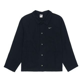 Nike Mens Nike Solid Color Logo Lapel Casual Long Sleeves Autumn Black Jacket DQ5185-010