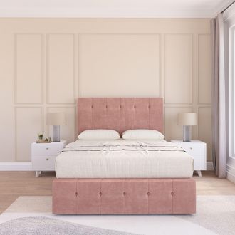 Sloomy Cambridge Divan Bed Set With No drawers & Matching Footboard - Plush Velvet in Pink | Size: Single