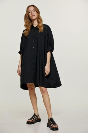 M&oacute;veis Conquista Oversized zwarte mini-jurk in overhemdstijl