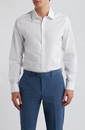 Daniel Hechter Paris Modern Fit Textured White Cotton Dress Shirt at Nordstrom, Size 18.5