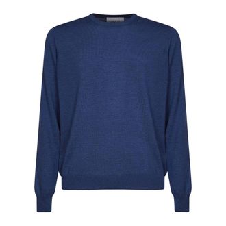 D4.0 Truien & Vesten, Heren, Blauw, L, Wol, Trui met ronde hals