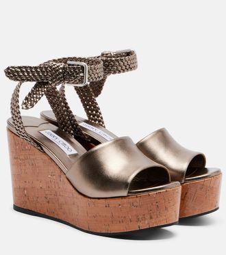 Jimmy Choo London Jory metallic leather wedge sandals