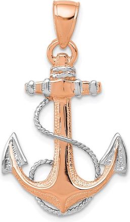 Diamond2Deal 14k Rose Gold Rhodium Anchor Rope Pendant