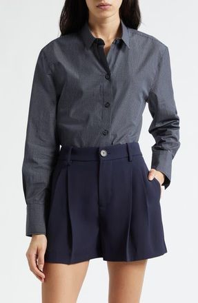 Vince Micro Grid Cotton Button-Up Shirt in Twilight/off White at Nordstrom, Size Xx-Small