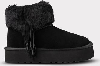 Lamofootwear Womens Amari Suede Platform Boot In Black