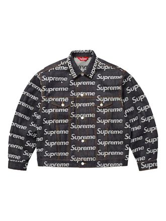 SUPREME jacquard-logo denim jacket - men - Cotton - M - Black