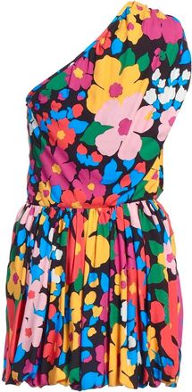 Saint Laurent Floral One Shoulder Mini Dress Size 40