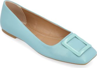 Journee Collection Zimia Square Buckle Flat in Aqua at Nordstrom Rack, Size 7