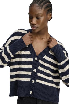 Munthe Toyz Strik 1623 - Dames - Vesten - Blauw - M - Katoen - Truien & Vesten