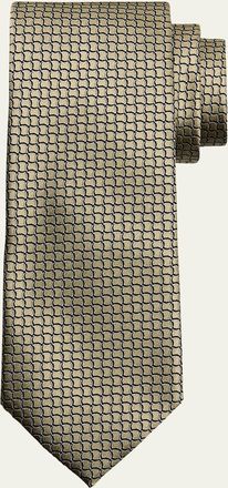 Ermenegildo Zegna Mens Geometric Net Silk Tie