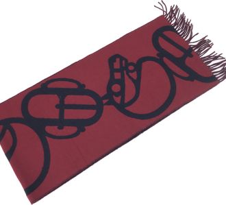 Herm&egrave;s Cashmere Muffler In Burgundy Womens Color (Pre-Owned)