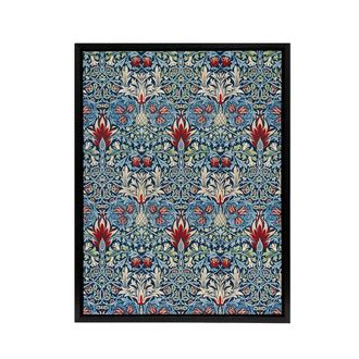 Artery8 Snakeshead Flower Pattern Framed Canvas Wall Art Print William Morris in Blue | Size: W24 x H32