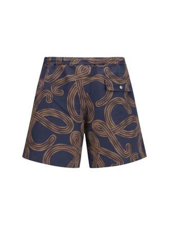 Loewe Anagram-Print Technical Polyester Swim Shorts - Navy