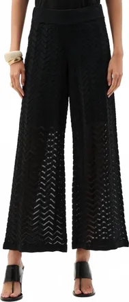 Joseph Ribkoff Viscose Jacquard Knit Chevron Stitch Culotte Pants In Black