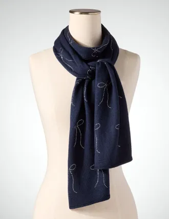 Talbots Embellished Bow Scarf - Blue - 001 Talbots