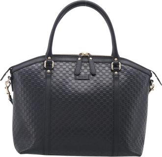 Gucci Guccissima Gg Leather Black Leather Handbag (Pre-Owned)