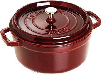 Staub Cocotte en Fonte &Eacute;maill&eacute;e avec Couvercle, Tous feux dont induction, 5 &agrave; 7 personnes, Ronde, 28 cm, 6,70 L, 7,7 kg, Grenadine