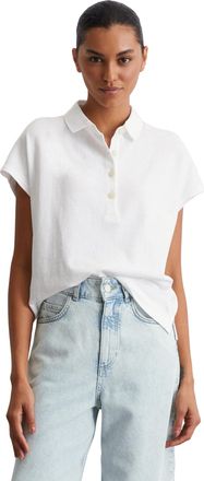 Marc O'Polo Poloshirt MARC OPOLO, Damen, Gr. L, weiss (wei&szlig;), Jersey, Obermaterial: 100% Baumwolle, oversize, Shirts Poloshirt, oversized, aus leichtem Jersey