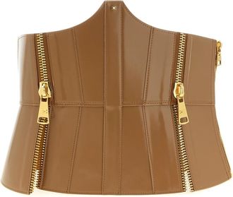 Elisabetta Franchi Bustier Riem - Dames - Riemen - Bruin - L - Leer - Accessoires