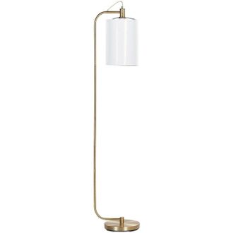 Beliani Lampada da terra moderna in metallo ramato e paralume in lino bianco Liberia