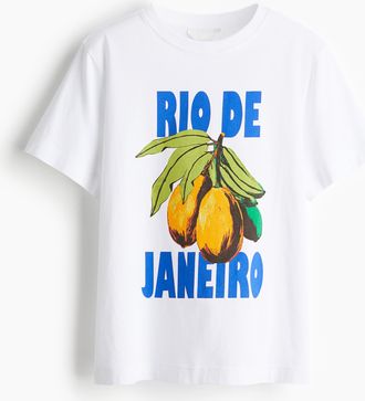 H&M T-Shirt mit Print - Weiss/Rio De Janeiro