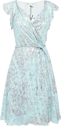 Diane Von F&uuml;rstenberg Wikkeljurk met metallic print - Blauw