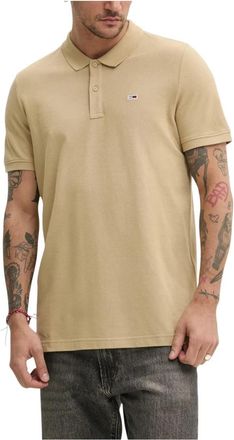 Tommy Jeans Slim Placket Polo - Heren - Polos - Beige - XL - Katoen - Tops