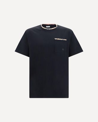 Burberry Cotton T-shirt with Check Trims Male S
