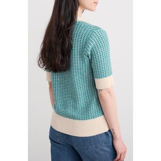 Seasalt Cornwall Reed Organic Cotton Johnny Collar Polo Sweater in Knit Downwind Chalk Emulsion at Nordstrom, Size 12 Us