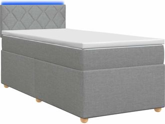 vidaXL Cama Con Base Tapizada, Colch&oacute;n Y Luz Led Gris Claro Tela Vidaxl