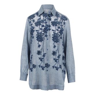 Ermanno Scervino All-over Embroidered Shirt - female - Ermanno Scervino - Shirts - Blue - S - Blouses & Shirts