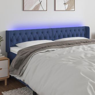 vidaXL Cabecero Con Led De Tela Azul 183x16x78/88 Cm Vidaxl