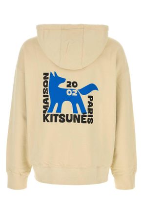 Maison Kitsun&eacute; Mens Beige Cotton Oversize Sweatshirt Macadamia Exterior: Felpe