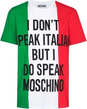 Moschino T-shirt Ik Spreek Geen Italiaans - Heren - T-shirts - Veelkleurig - L - Tops